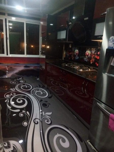 Porcelanato Líquido Desenhado Arabesco Preto e Branco